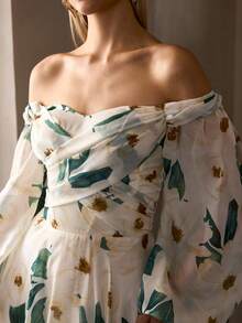 MOTF Soiréza OFF SHOULDER RUCHED A-LINE FLORAL PRINT COCKTAIL DRESS, SPRING/SUMMER - Multicolor - View 3