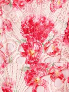 SHEIN MOD Women's Elegant Floral Print Lace Trim Fitted Tube Dress, Summer - Pink - View 7