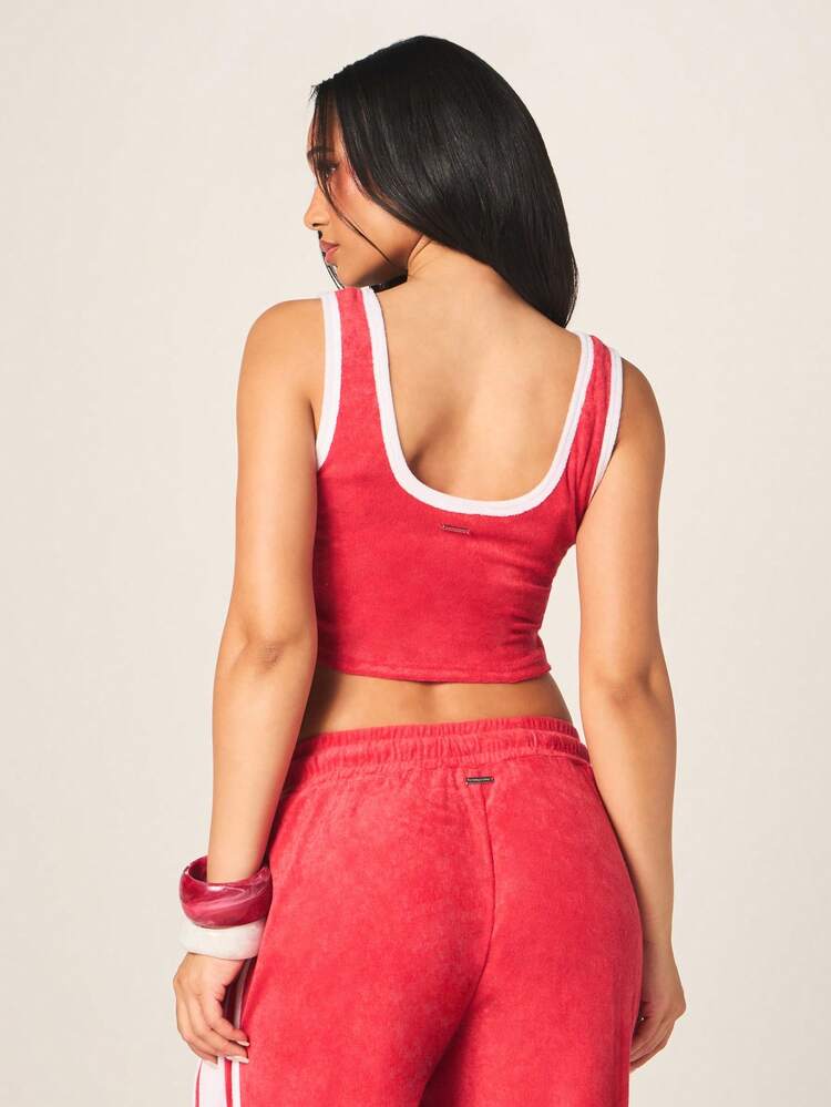 Missguided x Playboy Script Terry Towelling Square Neck Tank Top Retro Vintage Style Sleeveless Tank