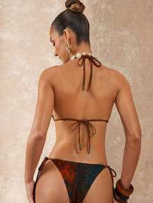 Lumalex 扎染印花彩色串珠项链系带，2件套比基尼泳装沙滩装 - 彩色 - 查看 11