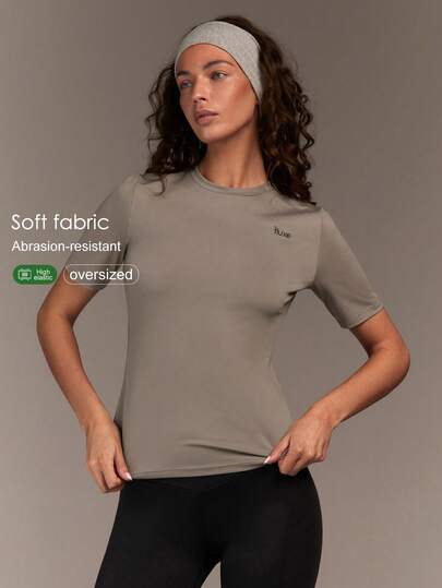 Fluxe Áo thun nữ tay ngắn cổ tròn ôm sát, màu trơn, đa năng, phù hợp cho cả mặc thường ngày và hoạt động thể thao, áo thể thao ôm sát cho nữ, áo thấm hút mồ hôi, thích hợp cho kỳ nghỉ hè, mùa hè, mùa xuân, ngày lễ tình nhân, đi chơi, du lịch, trang phục thường ngày cho nữ.