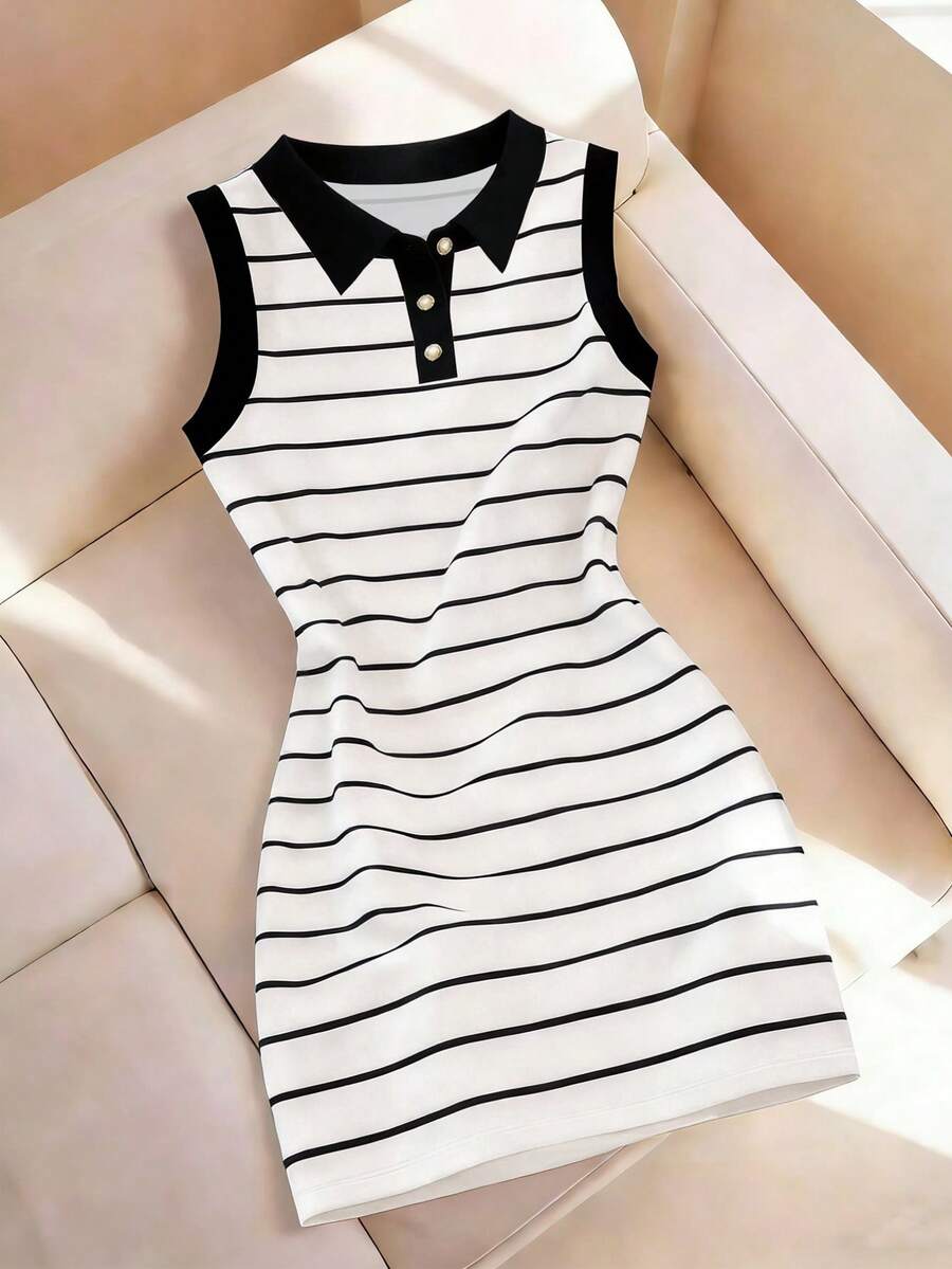 Resyla Women's Striped Print Casual Sleeveless Dress, Spring/Summer - Multicolor - View 1