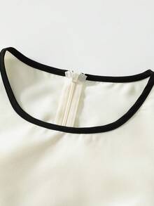 GlowEve 女士浅杏色圆领撞色腰部连体裤，魅力优雅，适合度假、休闲、海滩、街头、日常通勤、性感、浪漫、商务、约会、节日等场合，短袖浅杏色连体裤 - 彩色 - 查看 4