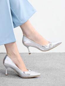 CUCCOO BIZCHIC 女士鞋 银色女士高跟鞋 性感细跟尖头女鞋 户外日常通勤派对鞋 宴会女鞋 - 銀色 - 查看 4