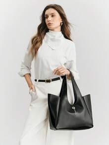 SHECARRY Women's Tote Bag, Large Capacity Shoulder Bag, Suitable For Commuting And Daily Use - Black - View 7