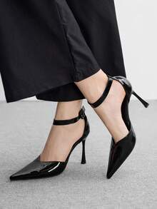 CUCCOO BIZCHIC Women's Pointed Toe Buckle Design Fashionable Elegant High Heels - Black - View 3