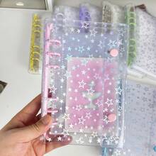 Zazumi Bìa sổ tay dạng vòng trong suốt A6, sổ dán sticker, tem niêm phong, hộp đựng sticker 3D, bìa sổ tay PVC 6 lỗ dạng vòng để tự làm nhật ký. - Nhiều màu - Xem 5