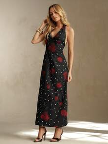 Glamine 浪漫花卉波点印花性感露背吊带连衣裙 - 彩色 - 查看 3