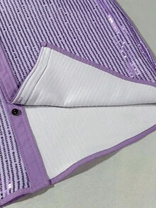 Manfinity AFTRDRK Áo sơ mi dài tay màu trơn đính sequin thời trang nam, thích hợp cho các buổi tiệc đêm, câu lạc bộ. - Màu tím - Xem 3