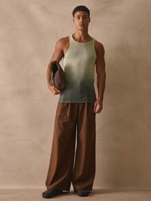 Musero Tailored Double Side Slit Welt Pockets Pants Smart Style Wide Leg Trouser Bottoms Spring Summer Essentials - Brown - View 1