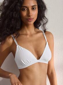 Ocili Soft Cotton Wireless Triangle Cup Bra, Women's Comfortable Lingerie - White - View 7