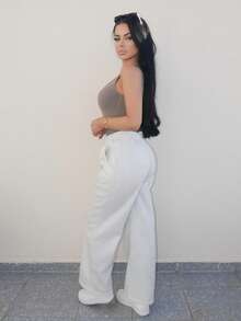 Vassilux Women's Fall Pebble Detail Straight-Leg Sweatpants Graduation,Back To School Outfits,Graduation,Teacher Outfits For Women,Back To School - Light Grey - View 6