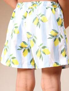 SUMWON Boys Swim Trunks With Lemon Print All Over Pattern Summer Beach Swimming Shorts Italian Inspired Design Drawstring Waist Casual Vacation Swimwear Vacation - Multicolor - View 7