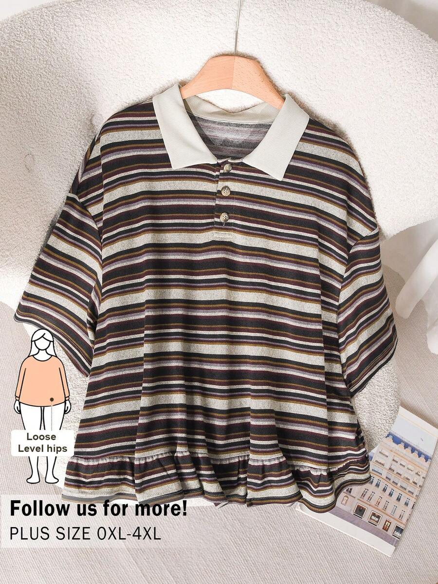 CosyJoli 大码女式休闲上衣,宽松女式Polo衫,女式休闲服装,春夏女装,短袖上衣 - 彩色 - 查看 1