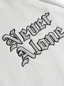 PAVTROS 男士休闲字母印花连帽衫，秋冬款 - 白色 - 查看 6