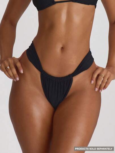 Musera Resort Braguitas de bikini con volantes y tirantes gruesos, básicos de ropa de baño para vacaciones, verano y viajes a la playa, de color sólido para resort