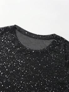 Resyla Women's Spring/Summer New Shiny Sheer Loose Casual/Work Blouse - Black - View 8