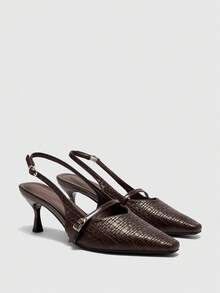 CUCCOO BIZCHIC Women Shoes Women's Pointed Toe Buckle Design Everyday Versatile Fashion Stilettos - Coffee Brown - View 7