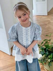 DAZY Girls Floral Print Shirt - Blue - View 2