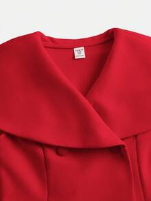 Firerie Kids 少女红色西装连衣裙，V领开衫连衣裙，商务通勤优雅可爱休闲连衣裙 - 紅色 - 查看 4