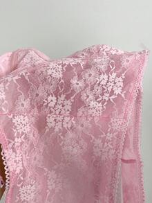 SHEIN BAE Top negru detașabil pentru festivaluri de muzică, sărbători, ținute de concert - Roz Coral - Vizualizare 7