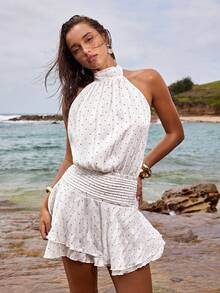 Opulessa Women's Polka Dot Sleeveless Backless Dress, Fashionable And Versatile For Summer - White - View 5