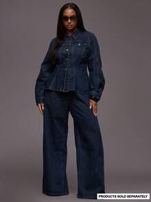 MUSERA Quần jeans ống đứng dáng rộng, phối màu tương phản, cỡ lớn, thích hợp mặc hàng ngày, phong cách đường phố cá tính, chưa cắt. - Màu xanh lam - Xem 1