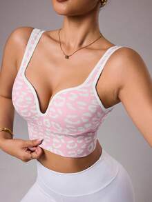 Dewbera 无缝豹纹运动文胸吊带衫 - 彩色 - 查看 5