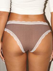 Lowkey Lull 5条装纹理蕾丝女士丁字裤，INS休闲Y2K轻松舒适时尚，秋季款 - 彩色 - 查看 2