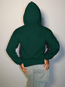 Steph T Damen Lässig Pullover mit Buchstaben-Muster und Kordelzug, Herbst/Winter Abschluss, Abschluss, Lehrer für Frauen Pullover Herbst Sweatshirt - Dunkelgrün - View 2