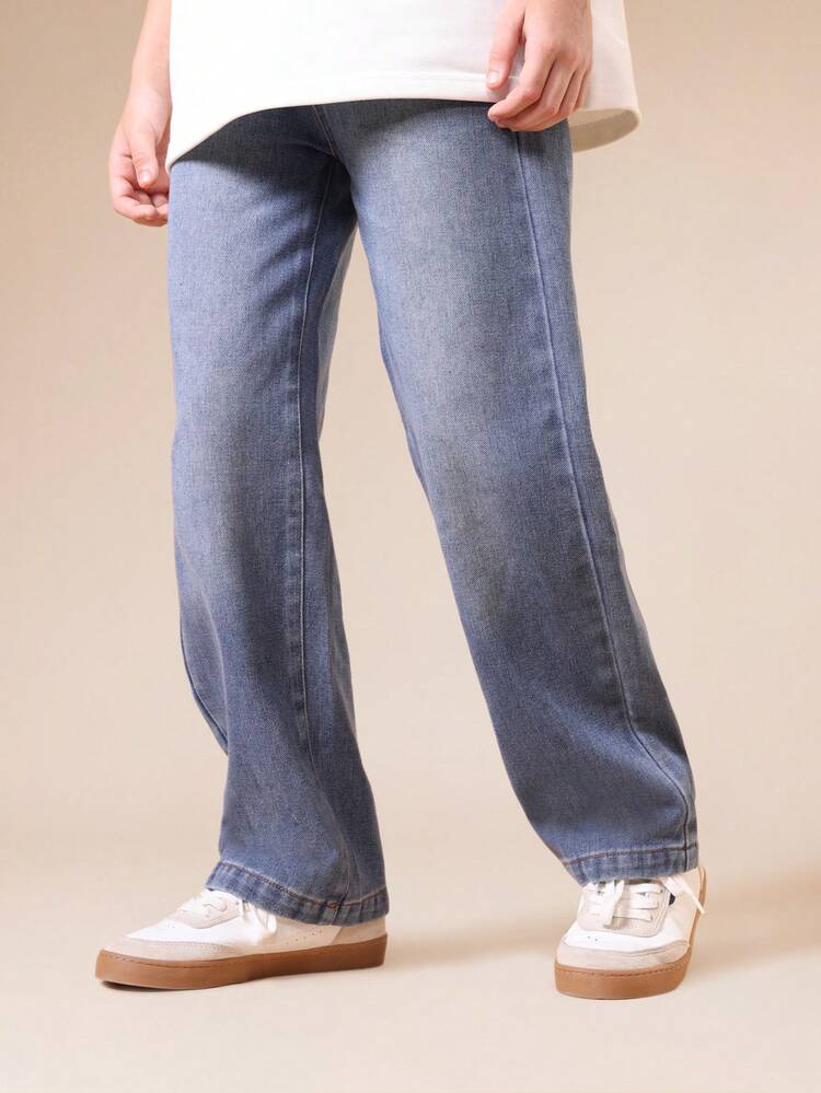 Acid Wash Wide Leg Denim Jeans