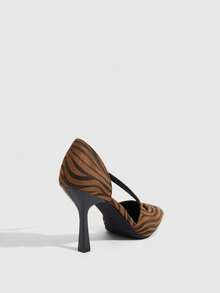 CUCCOO SZL Zapatos de mujer con punta, correa de serpiente y estampado de leopardo de tacón alto - Marrón - Ver 3