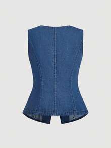 SHEIN MOD Women's Fashion Camisole & Pleated Denim Skirt Set - Blue - View 8