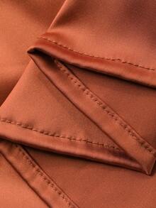 DAZY 女士优雅缎面蕾丝拼接荷叶边长款睡裙，夏季 - 珊瑚橙 - 查看 7