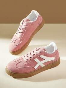 CUCCOO EASI Women's Flat Bottom Round Toe Sneakers Casual Shoes - Pink - View 5