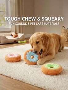 PETSIN Creative Donut Plush Dog Toy With BB Sounds, Interactive Play For Dogs - Multicolor - View 3