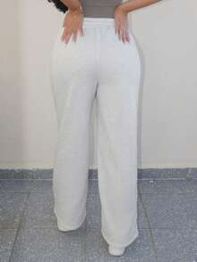 Vassilux Women's Fall Pebble Detail Straight-Leg Sweatpants Graduation,Back To School Outfits,Graduation,Teacher Outfits For Women,Back To School - Light Grey - View 4