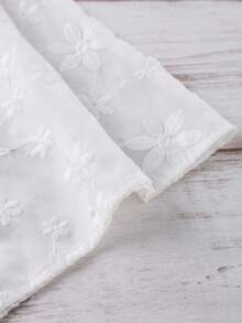 SHEIN Tall Áo kiểu nữ tay cánh hoa, màu trơn, thích hợp cho kỳ nghỉ, phong cách thường ngày, thêu hoa. - trắng - Xem 3