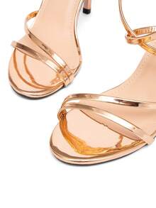 CUCCOO SZL Sandalias de tacón alto y plataforma con tira de tobillo con rhinestones para mujer, adecuadas para citas, reuniones, fiestas, bodas y otras ocasiones - Champán 5 - Ver 7