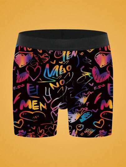 1 pieza Calzoncillos de hombre con estampado aleatorio interesante