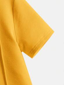 SHEIN Tween Boy Solid Color Casual Versatile Daily Wear Short Sleeve Polo Shirt,Kids - Yellow - View 4