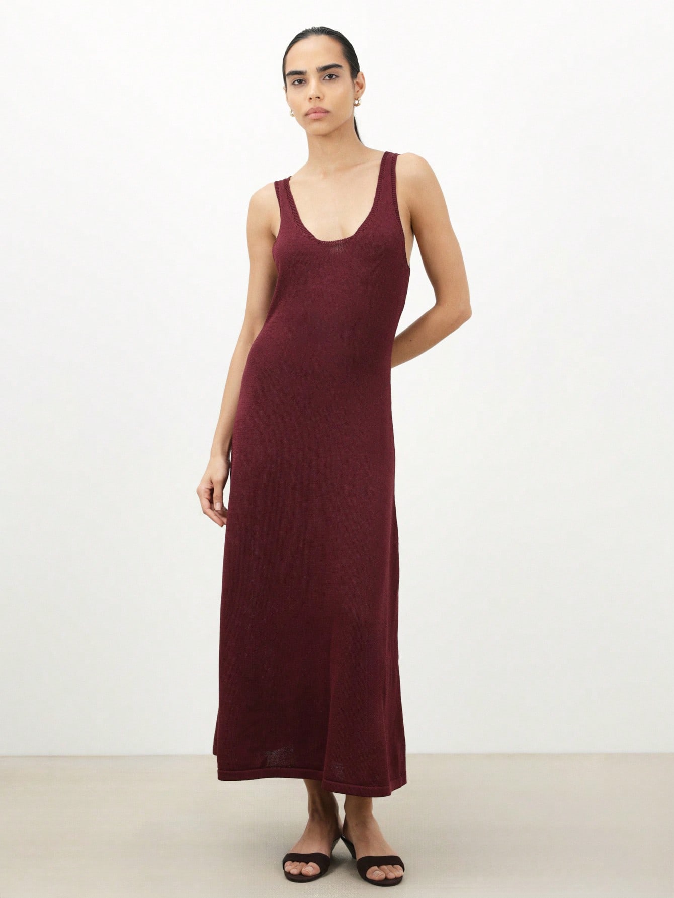 chinese dress ladies Elegant Ribbed Knit Maxi Dress main image 0