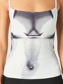 MISSGUIDED Halftone Print Cami Top With Thin Straps Square Neckline Fashion Summer Tank For Women - Grey - View 2