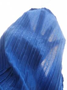 Vestido de niña preadolescente con cuello redondo, bordado floral y manga abullonada con volantes, adecuado para compras, fiestas, reuniones, vacaciones y escuela - Azul - Ver 7