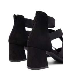 CUCCOO SZL Damen Mode Schwarz Kristall verzierte Knöchelriemen Spitze Zehen High Heel Sandalen, geeignet für Dates, Zusammenkünfte, Partys, Hochzeiten und weitere Anlässe - Reines Schwarz - Übersicht 8
