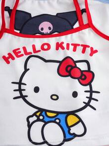 HELLO KITTY AND FRIENDS | SHEIN 女童撞色滚边细肩带休闲无袖可爱印花吊带衫 - 白色 - 查看 12