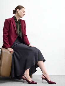 CUCCOO BIZCHIC 女士尖头低帮性感细跟高跟鞋，四季皆宜，适合户外通勤、宴会、派对等场合。 - 酒紅色 - 查看 6