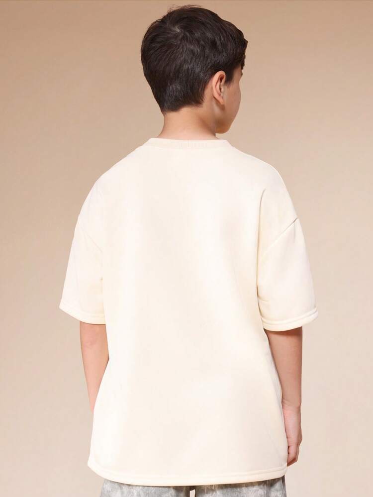 Jungen Oversized Crew Neck T-Shirt mit Brusttasche, Kurzarm T-Shirt für den Alltag