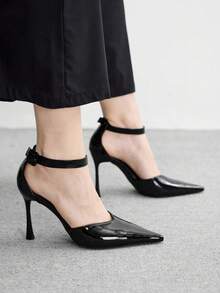 CUCCOO BIZCHIC Women's Pointed Toe Buckle Design Fashionable Elegant High Heels - Black - View 7