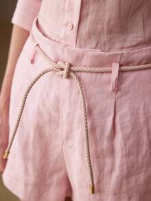 MOTF PREMIUM LINEN CASUAL/DATE/VACATION SHORTS, SPRING/SUMMER - Pink - View 2